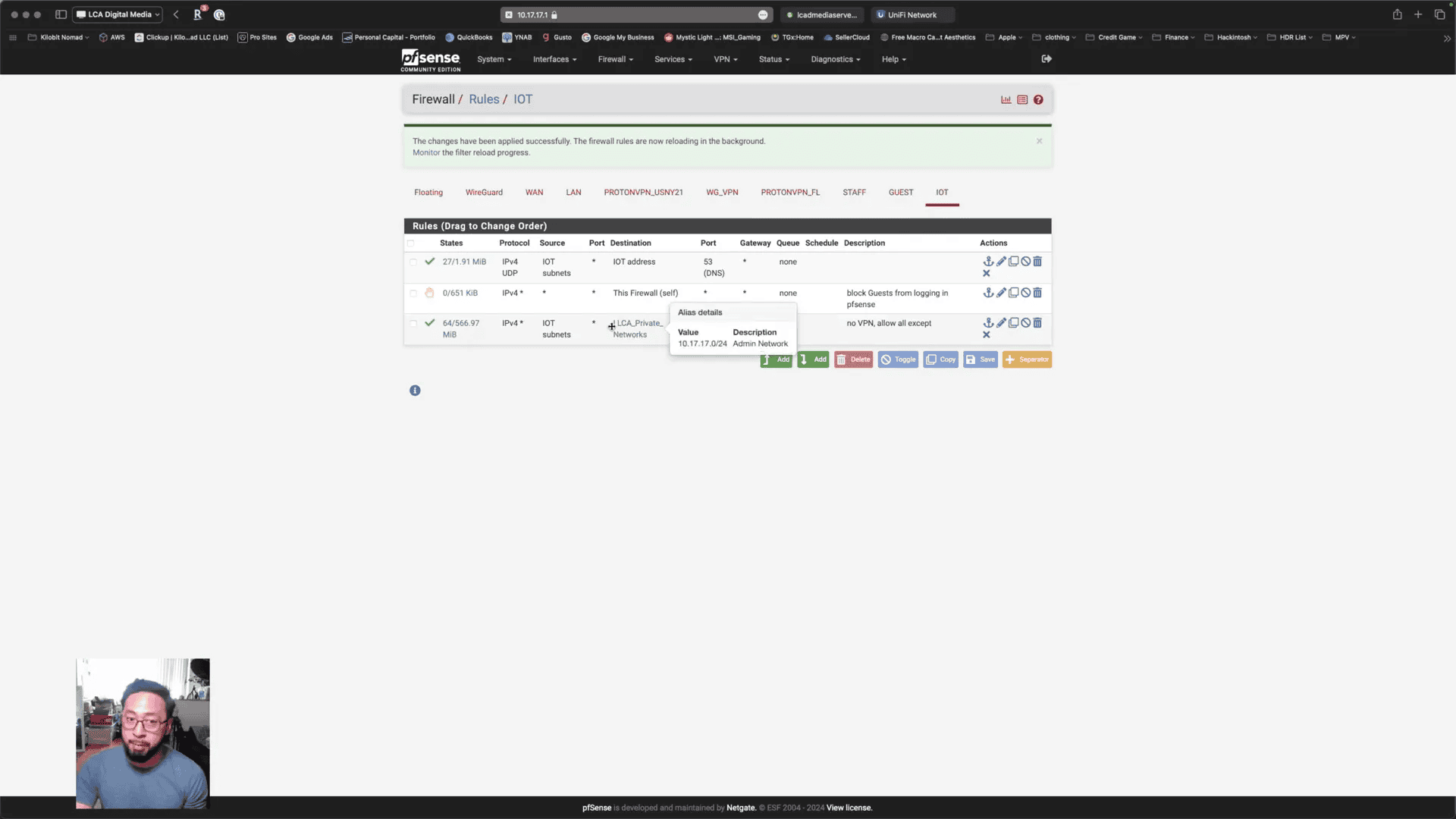 Network configuration for Unifi U7 Pro